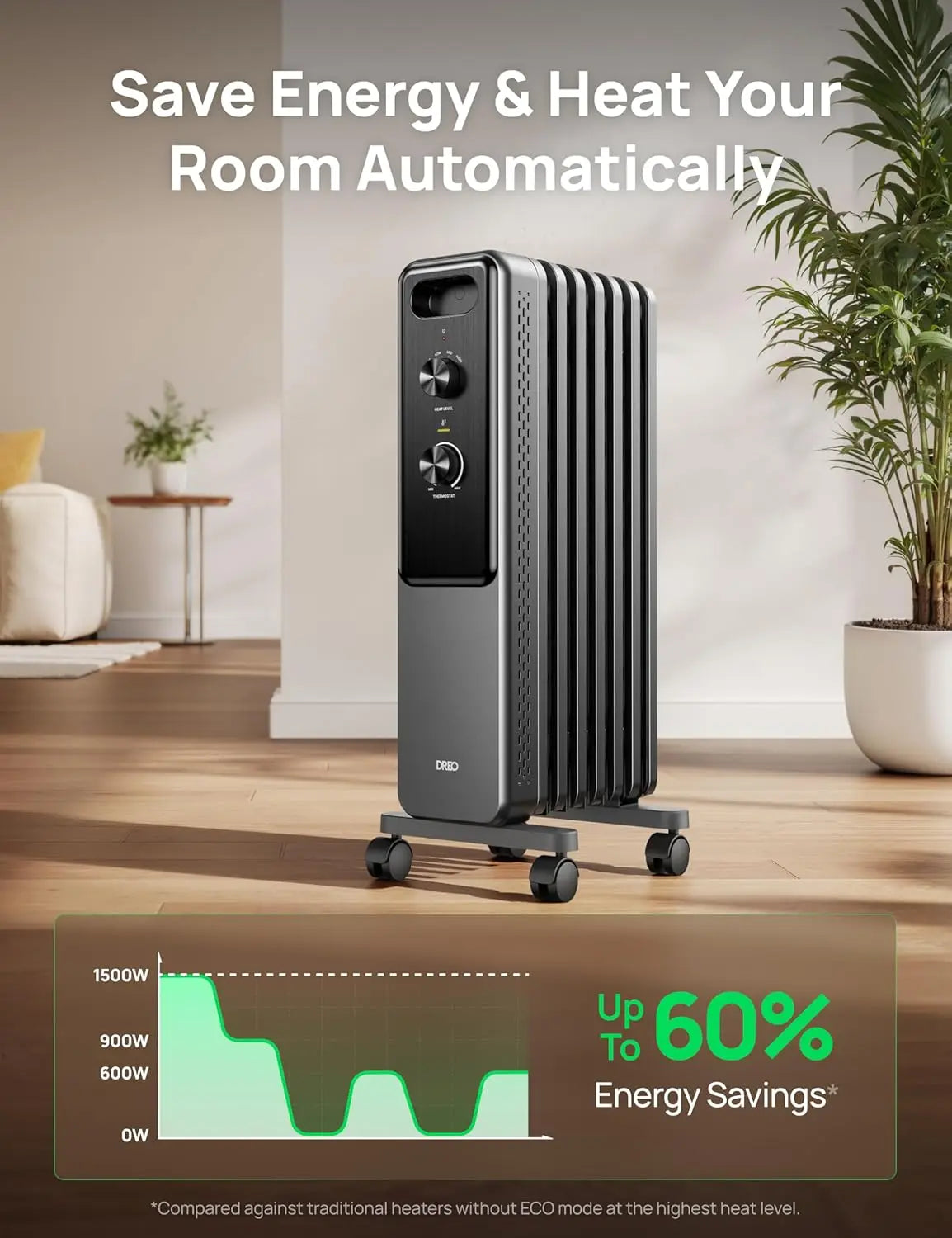 XMSJ Oil Filled Radiator Heater With Adjustable Thermostat