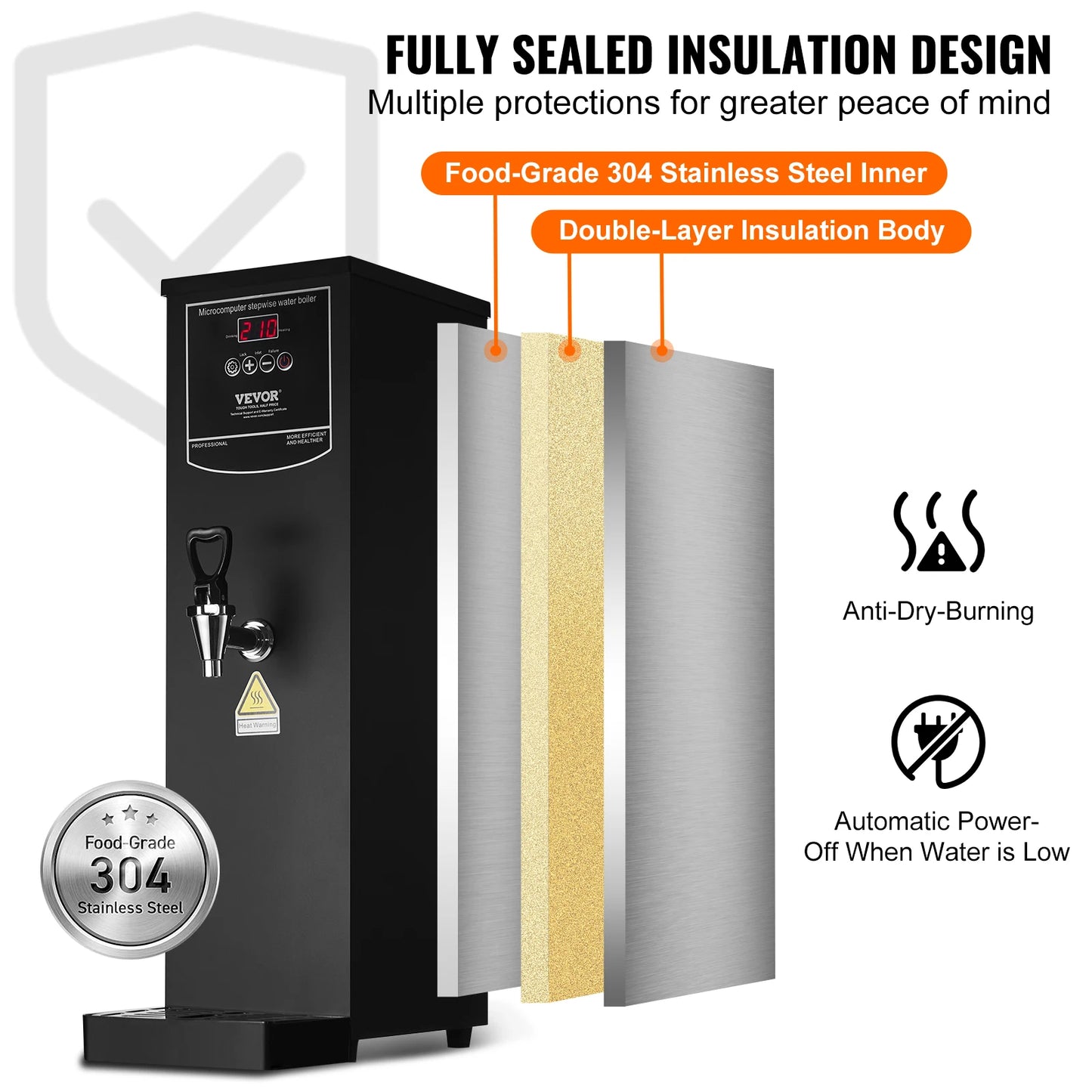 Vevor Commercial Water Boiler 10/15/20L Electric Hot Water