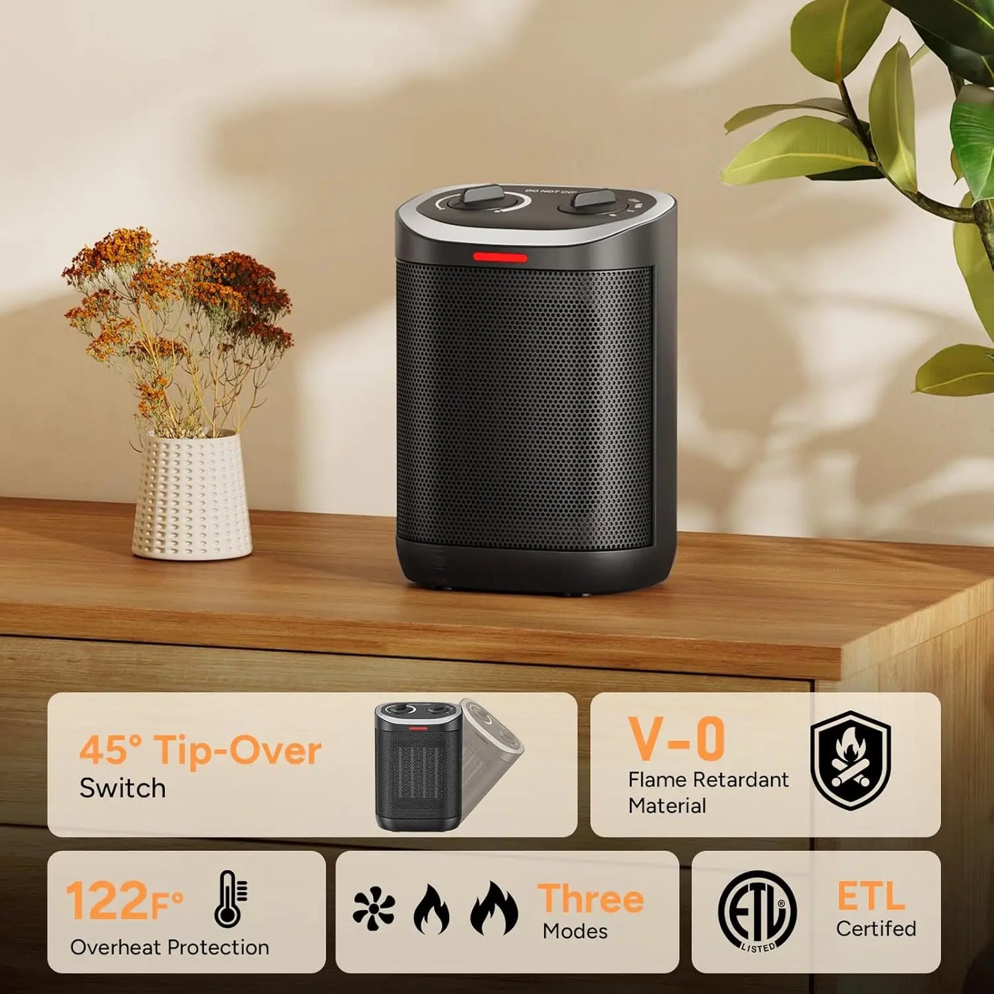 XMSJ Portable 1500W Ceramic Space Heater with Thermostat