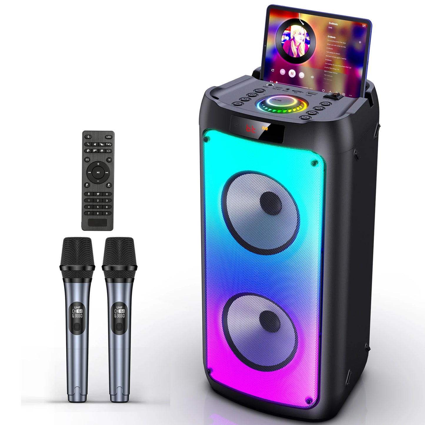 FanFun Wireless Bluetooth Karaoke Speaker With Dual Microphones