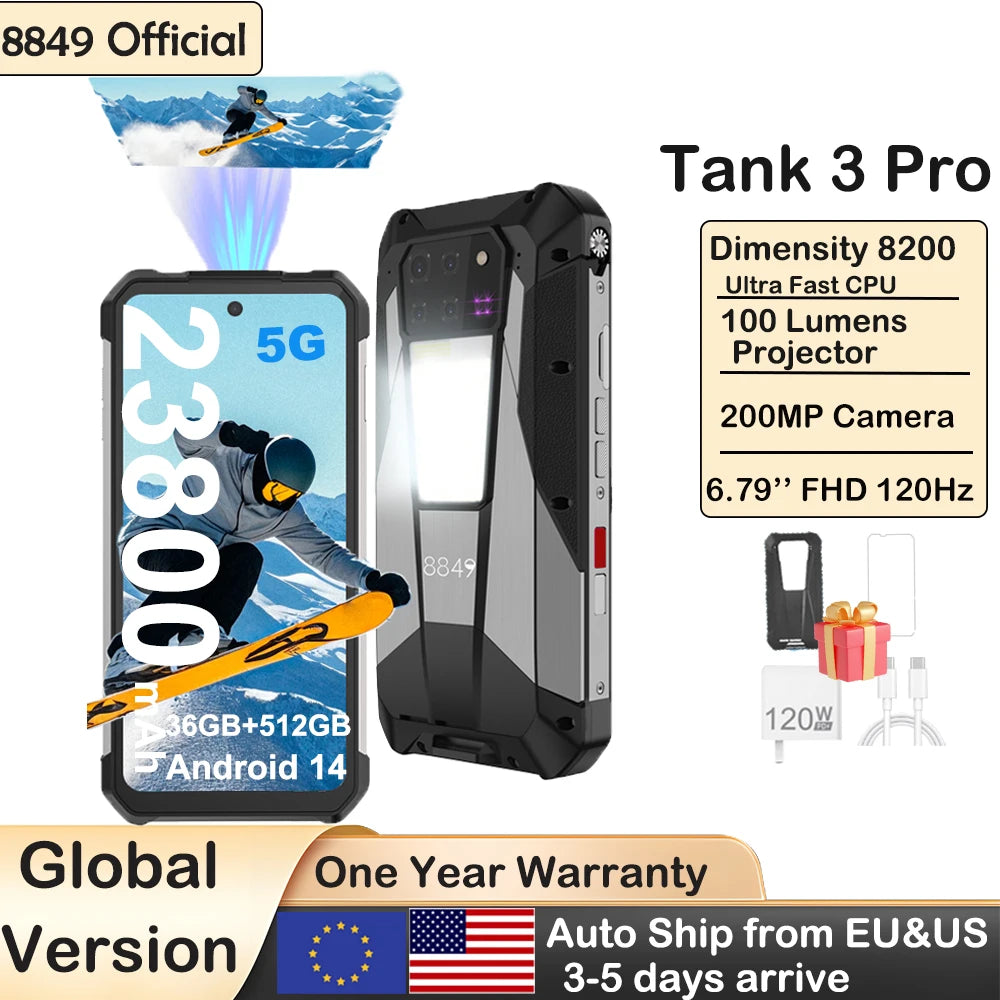 Unihertz 8849 Tank 3 Pro Rugged 5G Smartphone With Projector