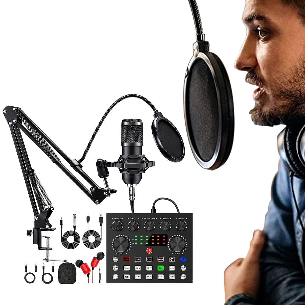 APWIKOGER BM800 V8s Podcast Sound Card Kit With Condenser Microphone
