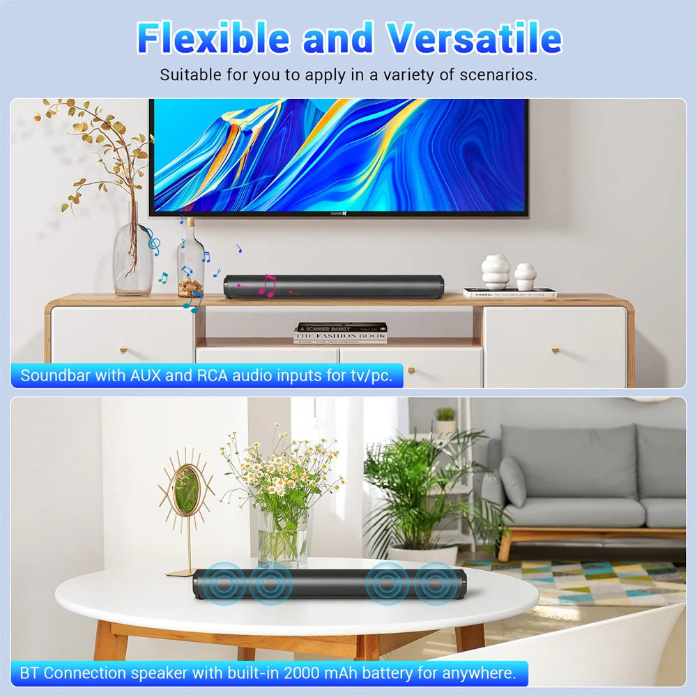 CURUK Rechargeable Portable Sound Bar With Bluetooth Subwoofer