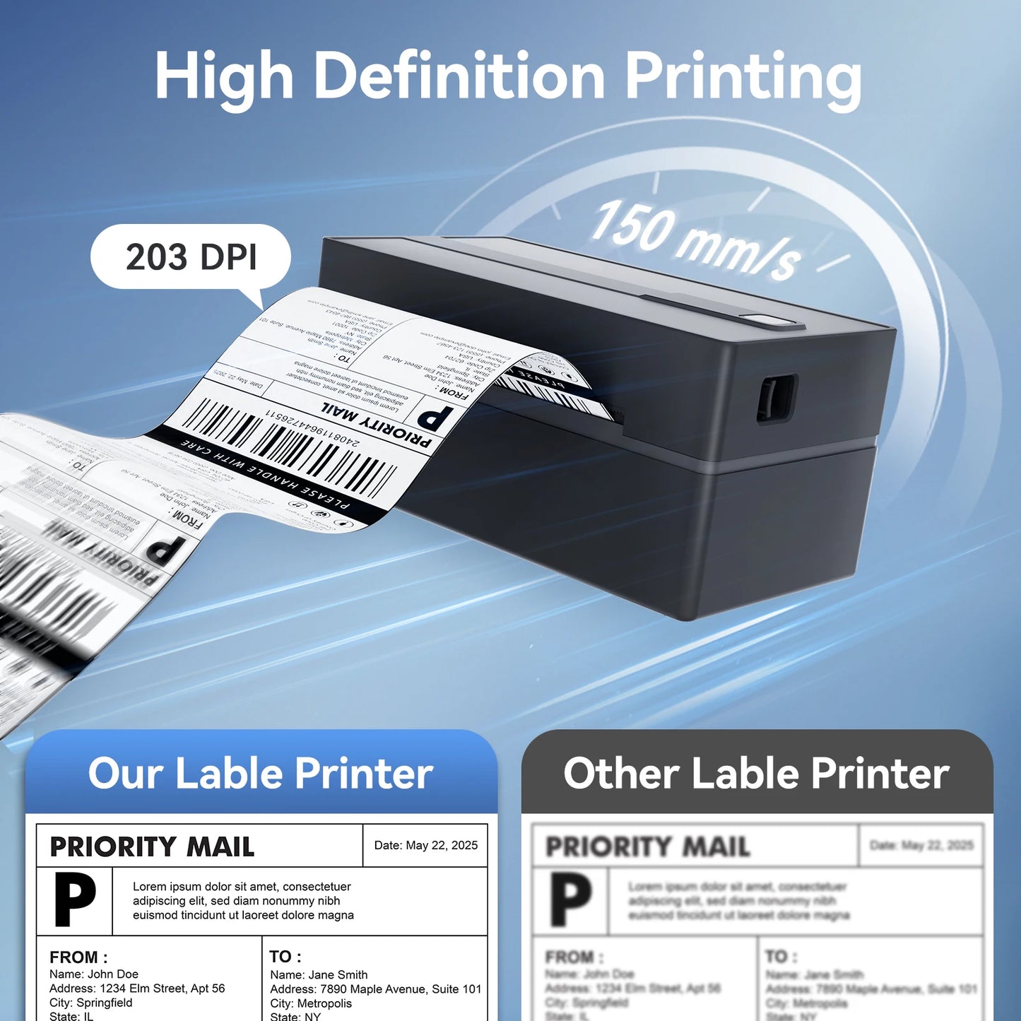 TakeYou Thermal Label Printer Portable No Ink 4x6 Bluetooth USB High Speed