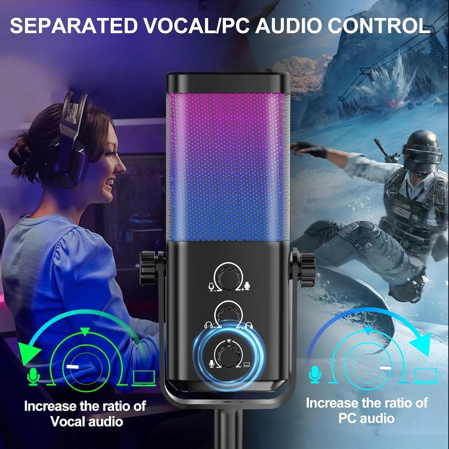 Socodox RGB Gaming USB Microphone With Noise Cancellation
