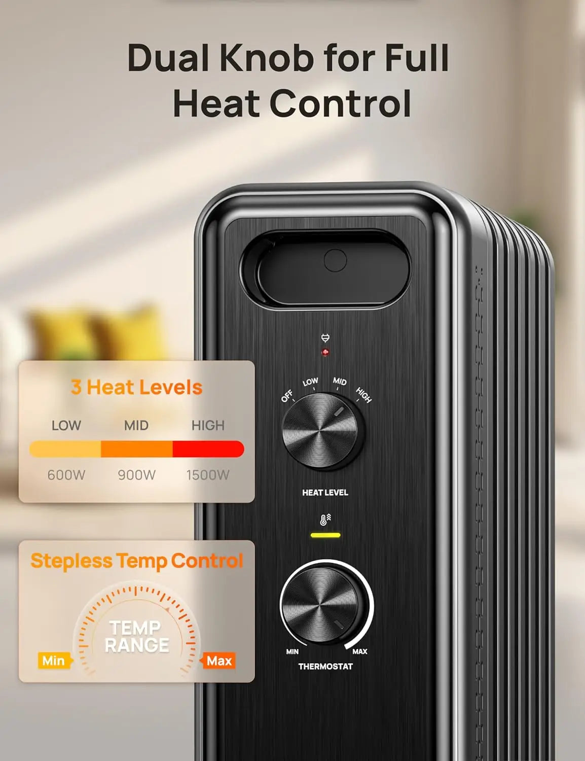 XMSJ Oil Filled Radiator Heater With Adjustable Thermostat