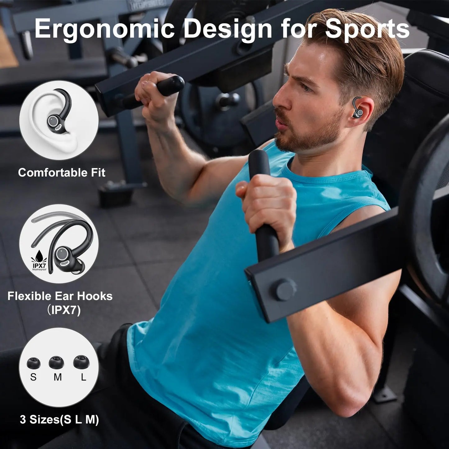 Btootos Wireless Earbuds Sport 48H Battery IP7 Waterproof