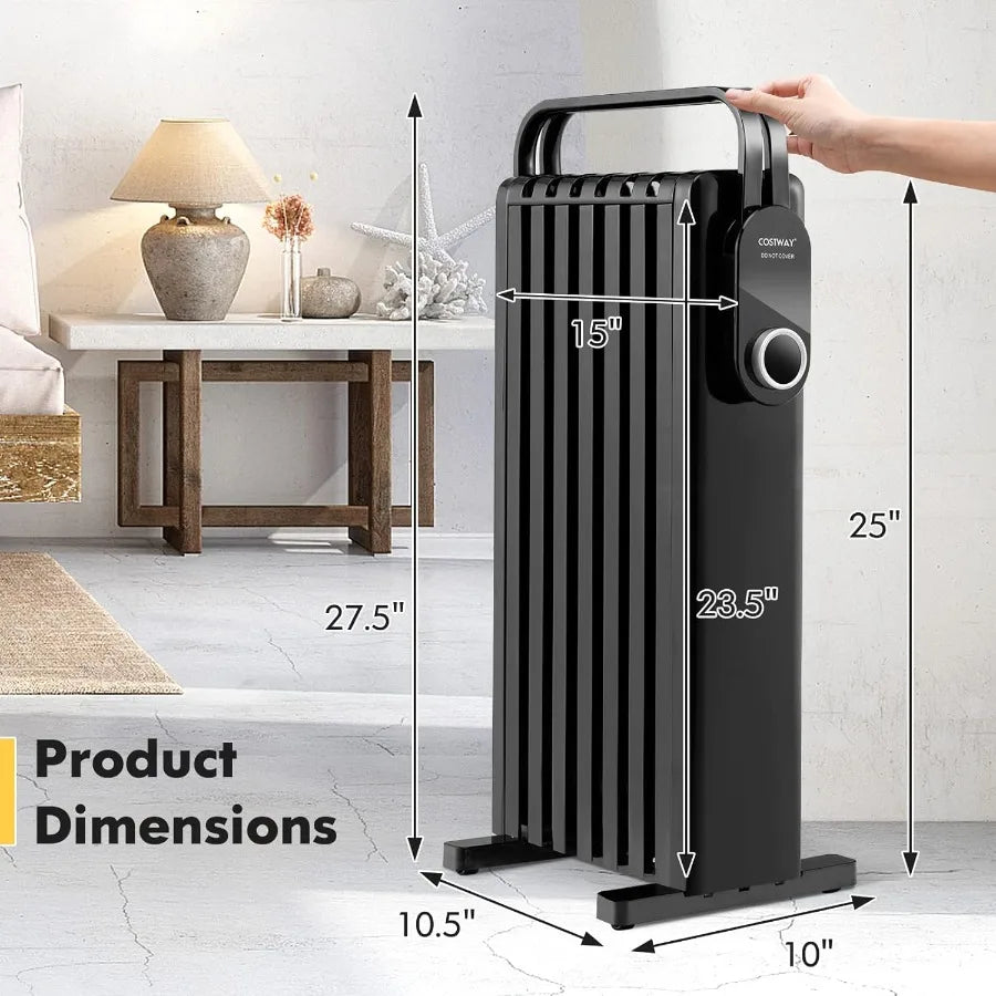 XMSJ Oil Filled Radiator Heater 1500W With 3 Heat Settings