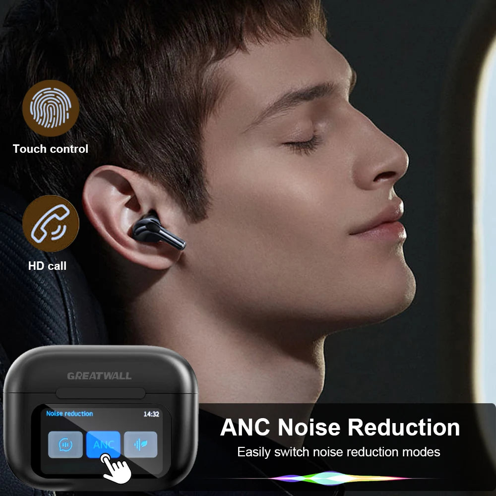 GREATWALL Bluetooth Wireless Earphones Active Noise Cancelling With Mic