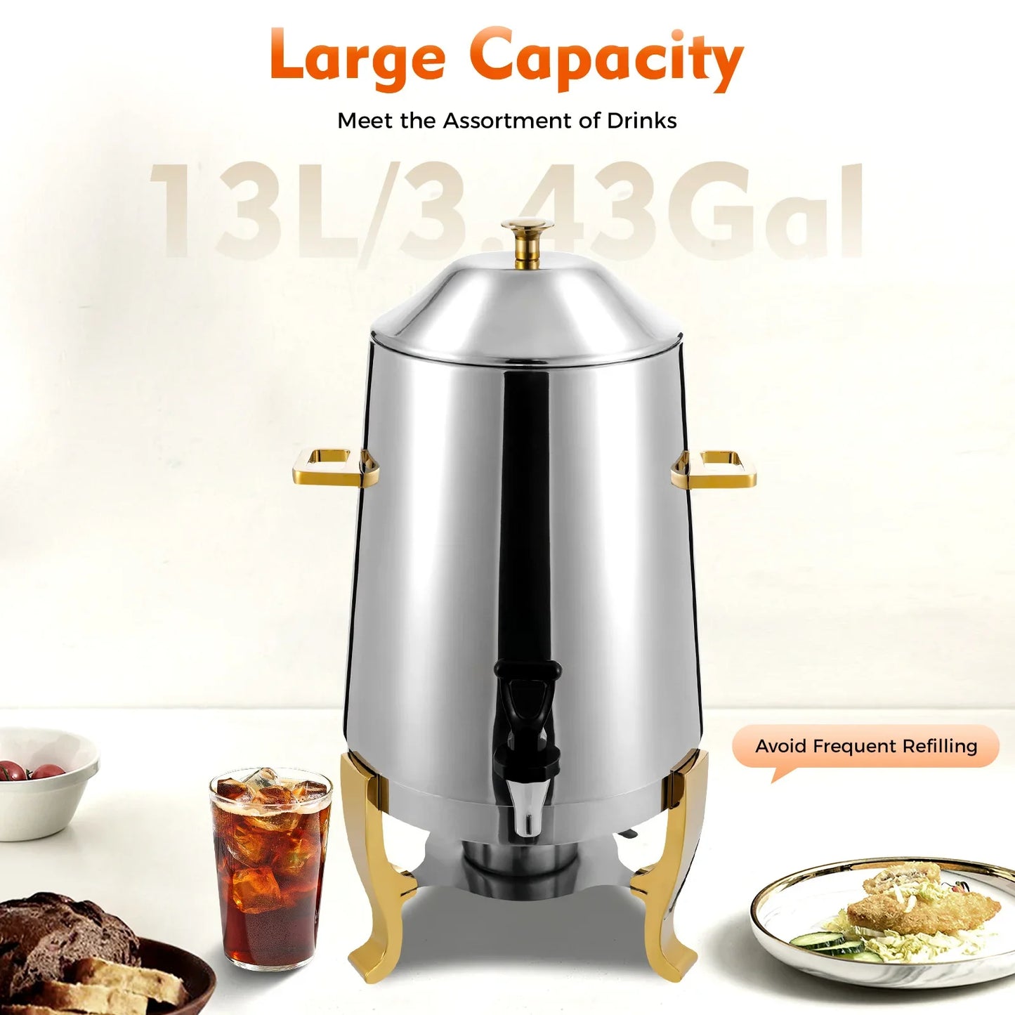 Bymaocar Commercial Hot Beverage Dispenser With Adjustable 35-85C Temperature