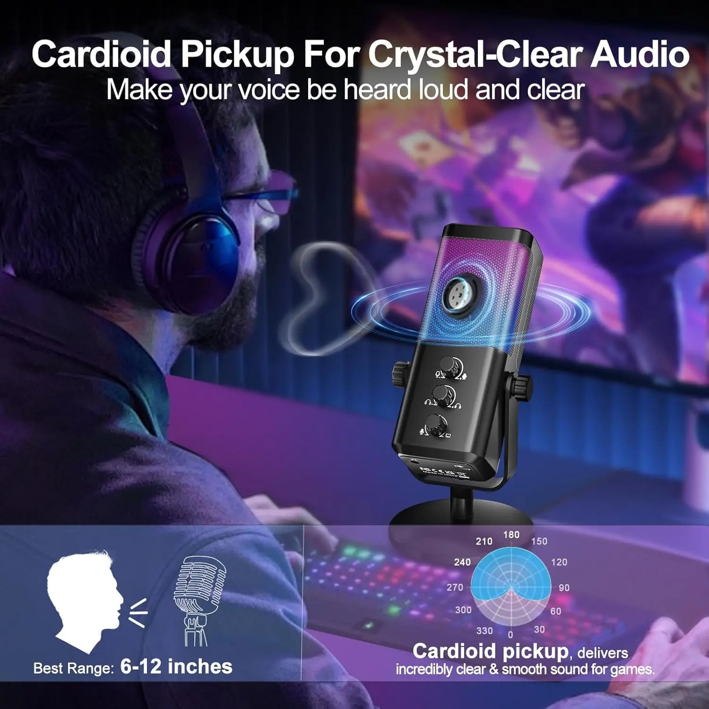 Socodox RGB Gaming USB Microphone With Noise Cancellation