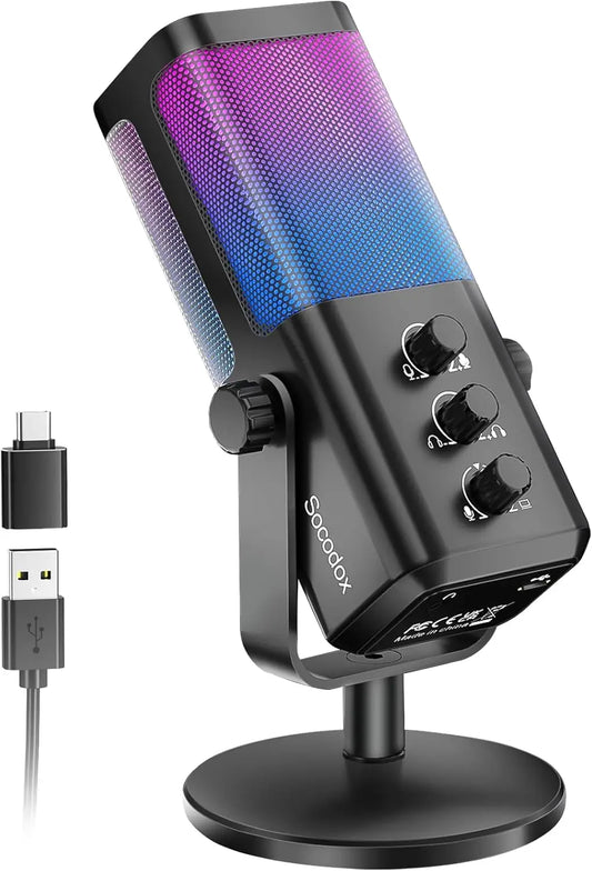 Socodox RGB Gaming USB Microphone With Noise Cancellation