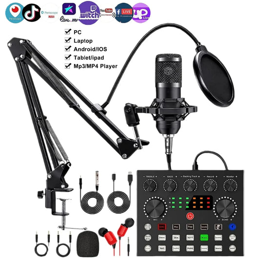 APWIKOGER BM800 V8s Podcast Sound Card Kit With Condenser Microphone