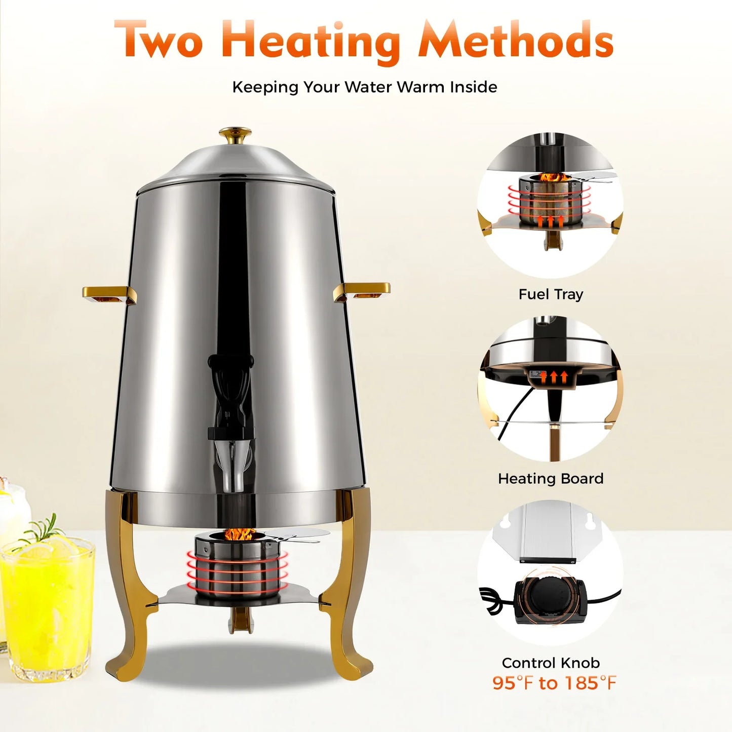 Bymaocar Commercial Hot Beverage Dispenser With Adjustable 35-85C Temperature