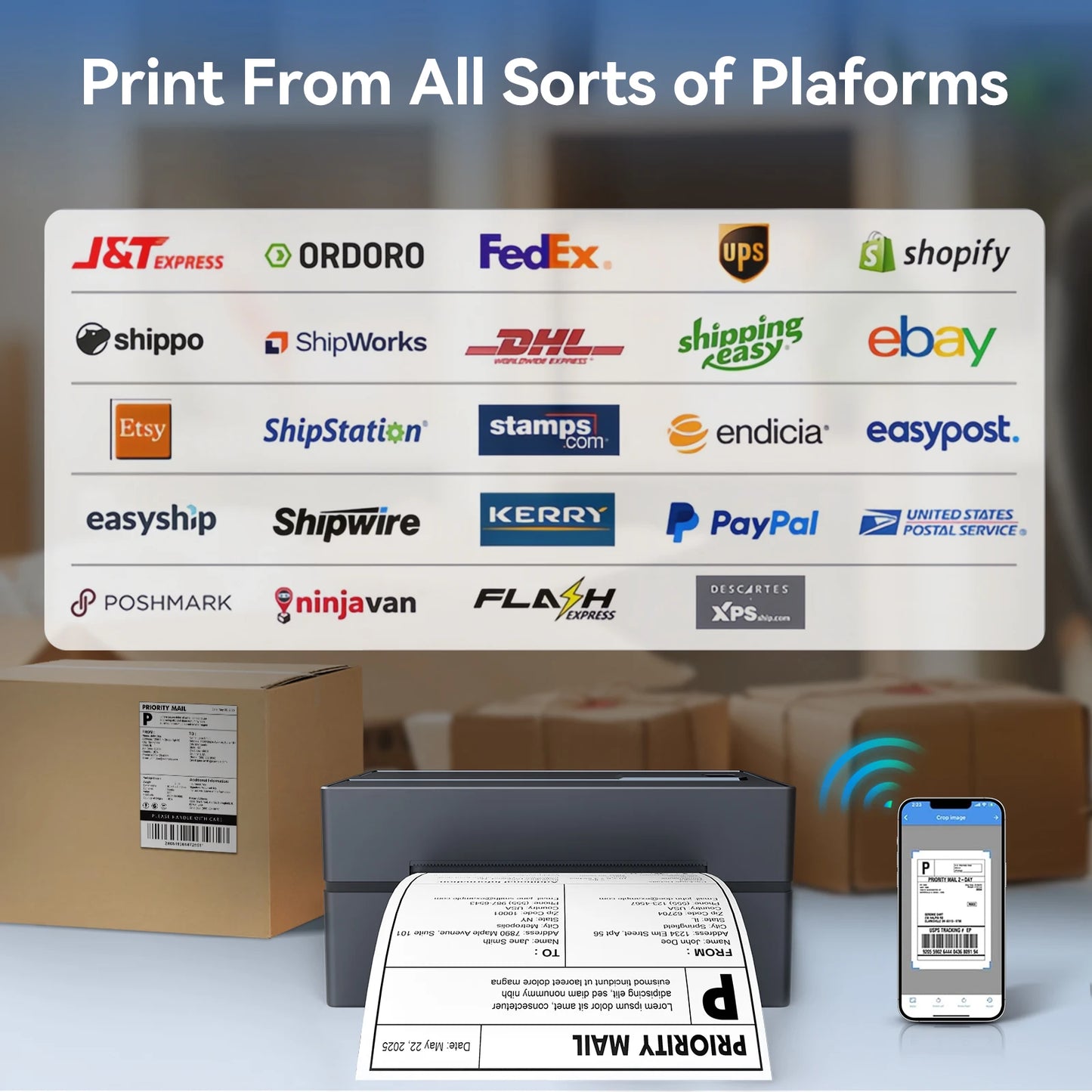 TakeYou Thermal Label Printer Portable No Ink 4x6 Bluetooth USB High Speed
