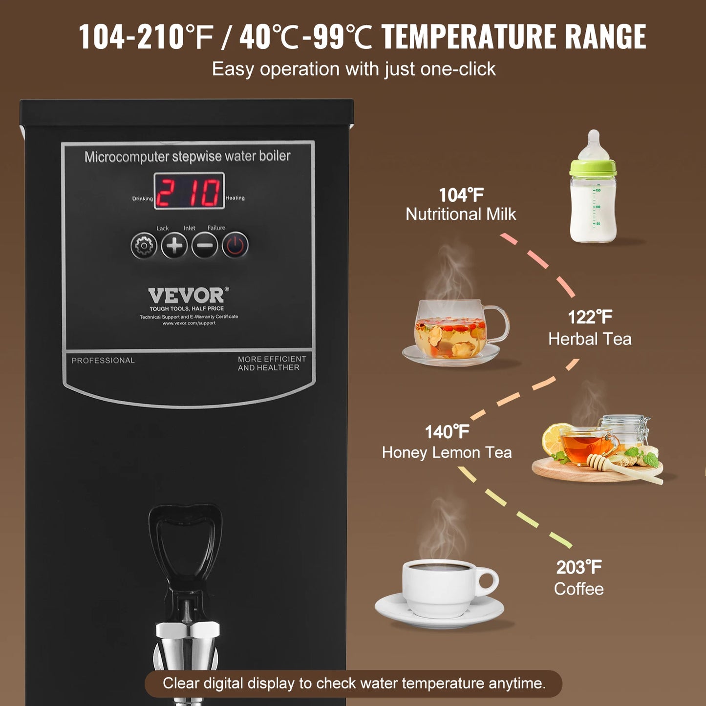Vevor Commercial Water Boiler 10/15/20L Electric Hot Water
