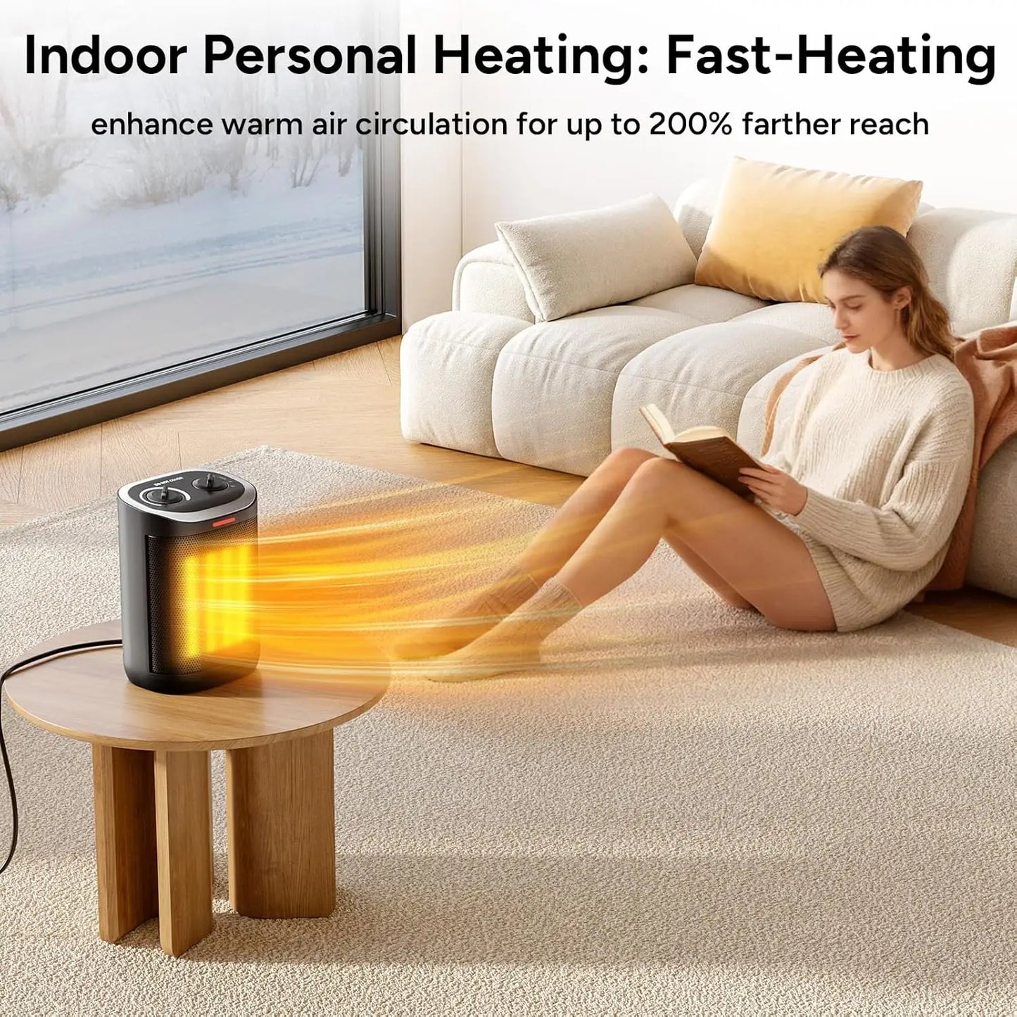 XMSJ Portable 1500W Ceramic Space Heater with Thermostat