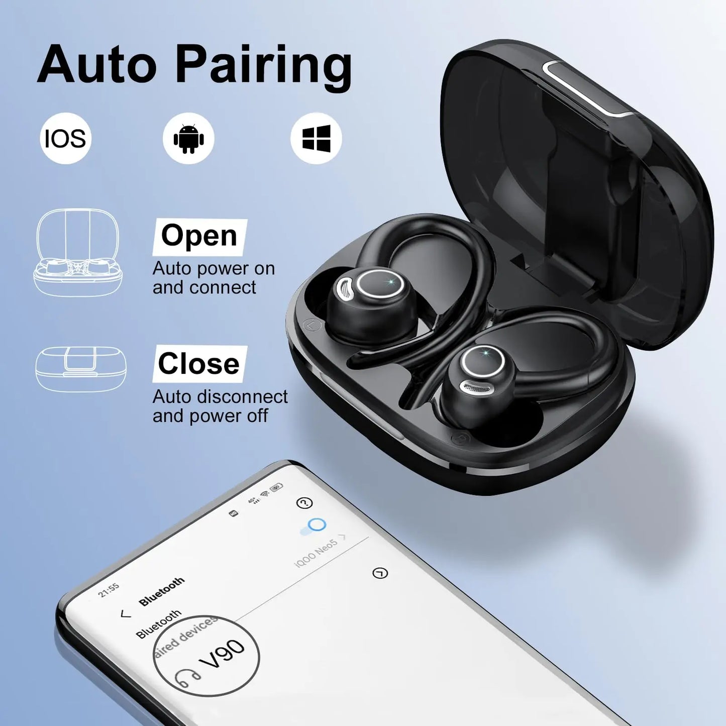 Btootos Wireless Earbuds Sport 48H Battery IP7 Waterproof
